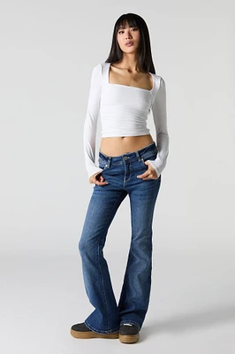 Dark Wash Low Rise Flare Jean