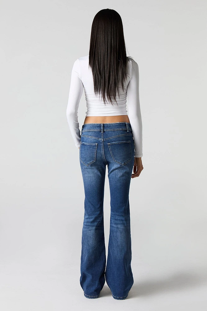 Dark Wash Low Rise Flare Jean