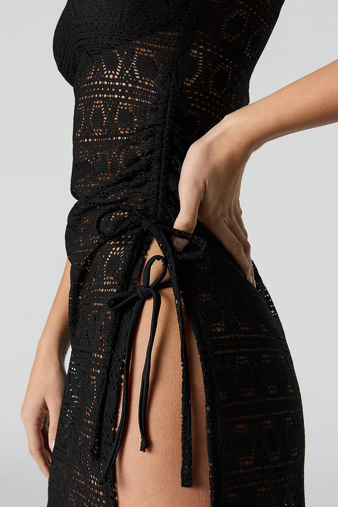 Robe midi couvre-maillot crochetée avec fente latérale