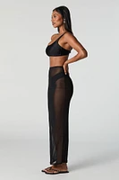 Mesh High Rise Maxi Skirt Cover Up