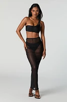 Mesh High Rise Maxi Skirt Cover Up