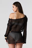 Fishnet Side Tie Mini Skirt Cover Up