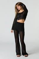 Crochet Front Tie Crop Top Cover Up