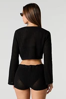 Couvre-maillot court en tricot avec attache