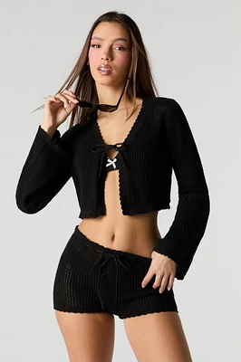 Couvre-maillot court en tricot avec attache