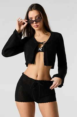 Knit Drawstring Short Cover Up