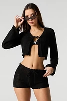 Knit Drawstring Short Cover Up