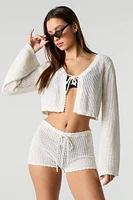 Short couvre-maillot en tricot à taille coulissante