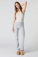Ribbed Lace Trim Scoop Neck T-Shirt