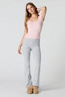 Ribbed Lace Trim Scoop Neck T-Shirt