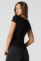 Ribbed V-Neck T-Shirt