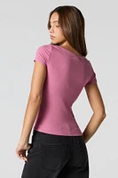 T-shirt côtelé à col en V