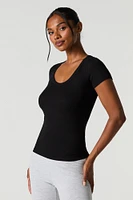 Ribbed Scoop Neck T-Shirt