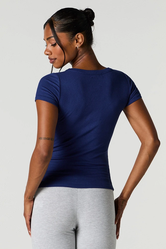 Ribbed Scoop Neck T-Shirt