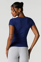 Ribbed Scoop Neck T-Shirt