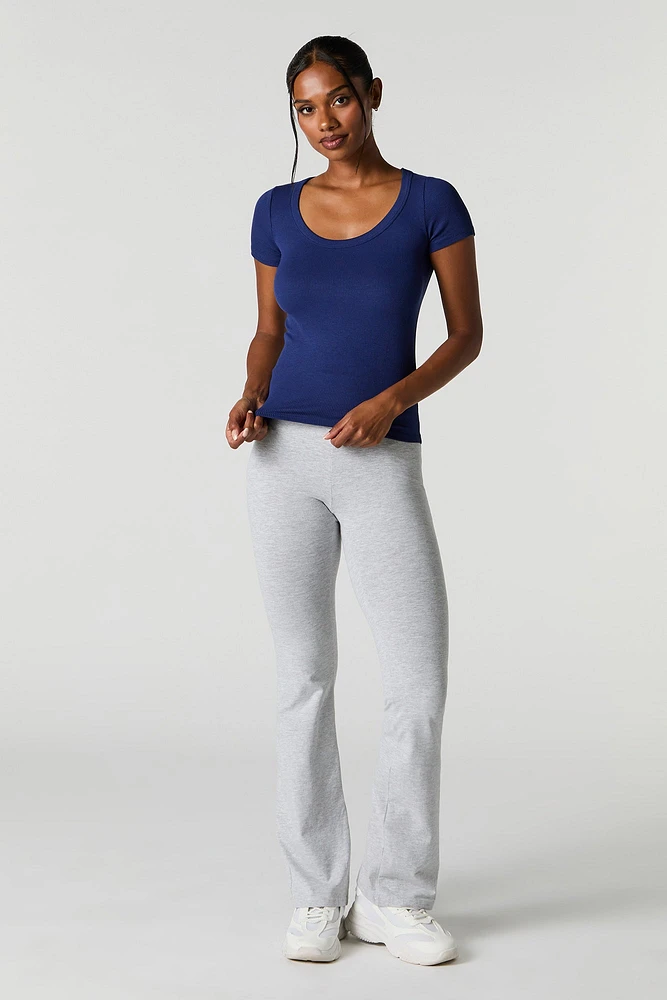 Ribbed Scoop Neck T-Shirt