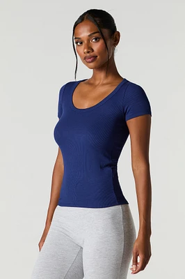 Ribbed Scoop Neck T-Shirt