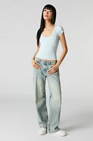 Ribbed V-Neck T-Shirt