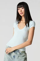 Ribbed V-Neck T-Shirt