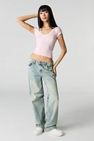 Ribbed V-Neck T-Shirt