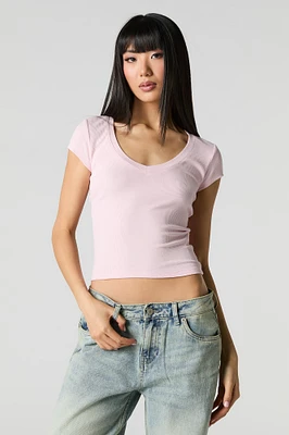 Ribbed V-Neck T-Shirt