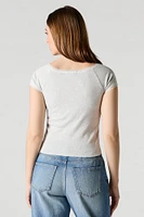 Scoop Neck Lace Trim T-Shirt
