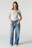 Scoop Neck Lace Trim T-Shirt