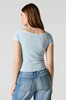 Scoop Neck Lace Trim T-Shirt
