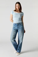 Scoop Neck Lace Trim T-Shirt