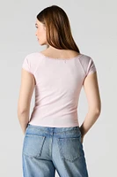 Scoop Neck Lace Trim T-Shirt