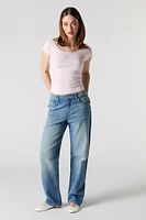 Scoop Neck Lace Trim T-Shirt