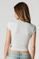 Ribbed V-Neck Fitted T-Shirt