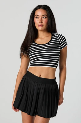 Striped Seamless Scoop Neck Crop Top