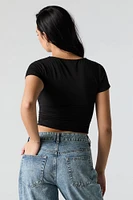 Double Layered Square Neck Cropped T-Shirt