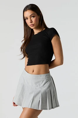 Ribbed Round Neck Cropped T-Shirt