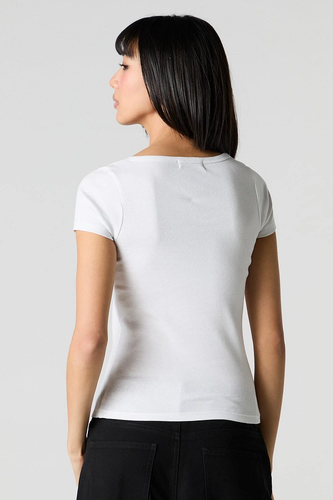 Ribbed Henley T-Shirt