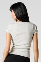 T-shirt Henley côtelé