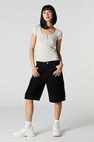 T-shirt Henley côtelé