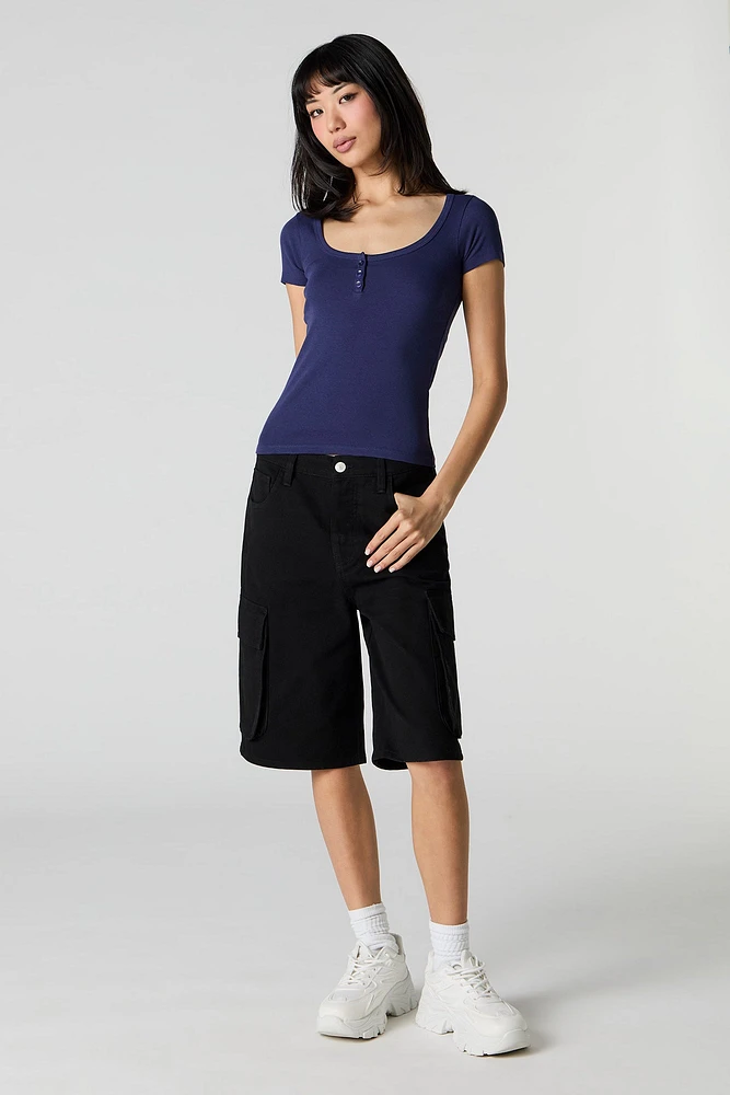 Ribbed Henley T-Shirt