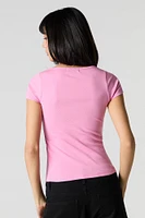 T-shirt Henley côtelé