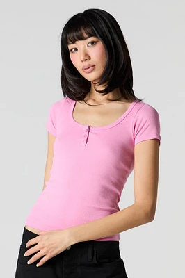 Ribbed Henley T-Shirt
