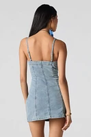 Denim Button Front Mini Dress