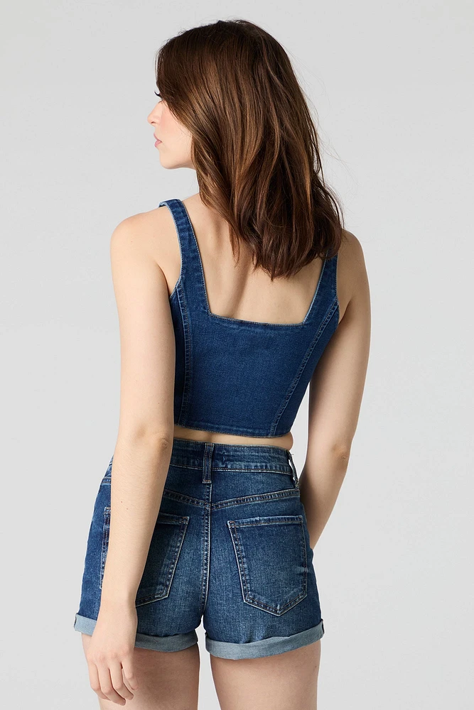 Bustier en denim avec fermeture à glissière