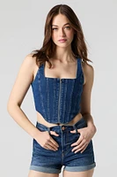 Bustier en denim avec fermeture à glissière