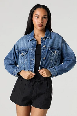 Cropped Denim Trucker Jacket