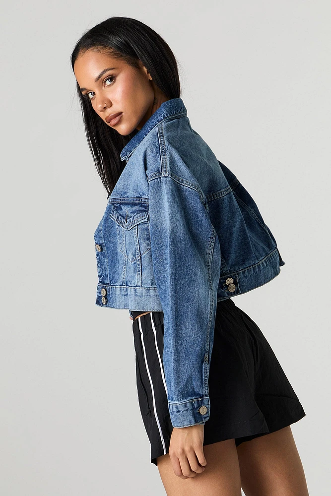 Cropped Denim Trucker Jacket