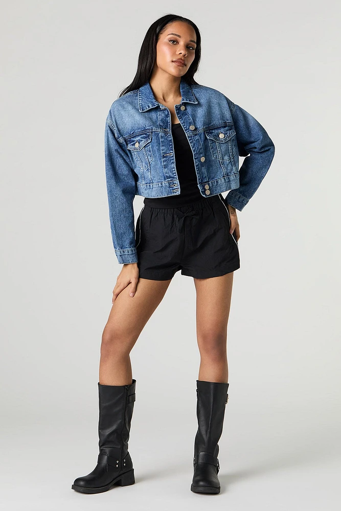Cropped Denim Trucker Jacket