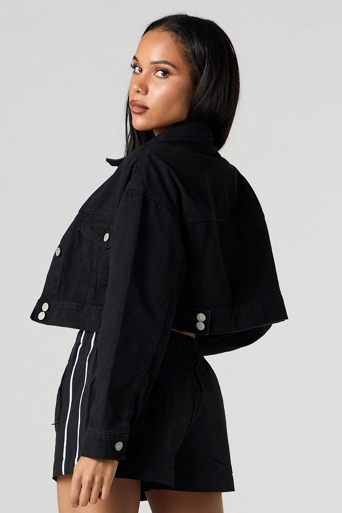 Cropped Denim Trucker Jacket
