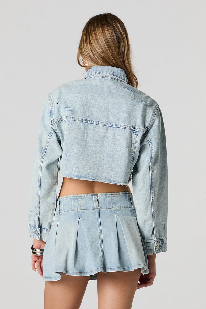 Light Wash Cropped Denim Jacket