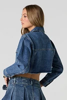 Dark Wash Cropped Denim Jacket